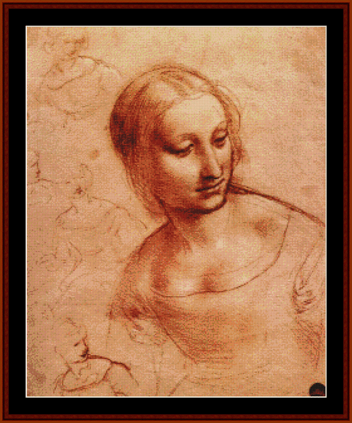 Study for the Madonna with Yarnwinder - Leonardo da Vinci pdf cross stitch pattern