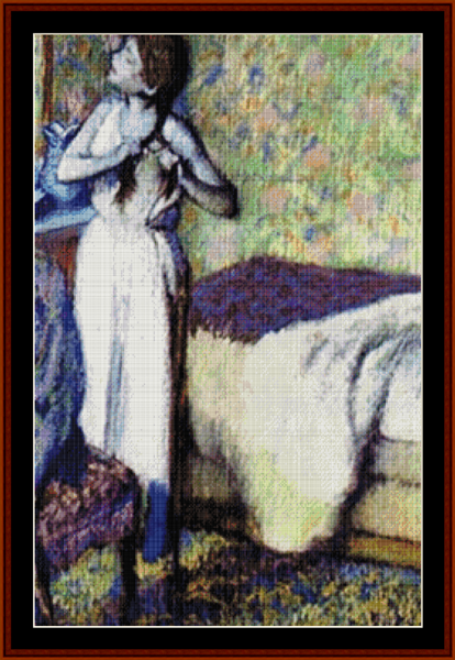 Young Girl Braiding Hair - Degas cross stitch pattern