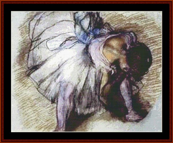 Dancer Tying Shoes - Edgar Degas pdf cross stitch pattern