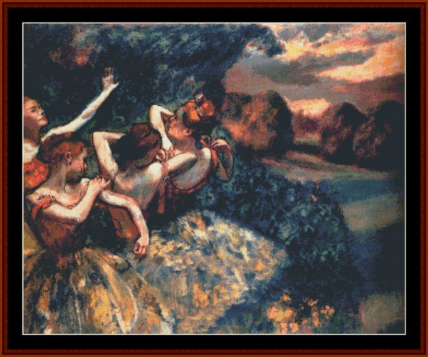 Four Dancers - Edgar Degas pdf cross stitch pattern