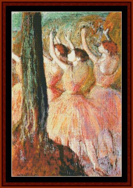 Pink Dancers - Edgar Degas pdf cross stitch pattern