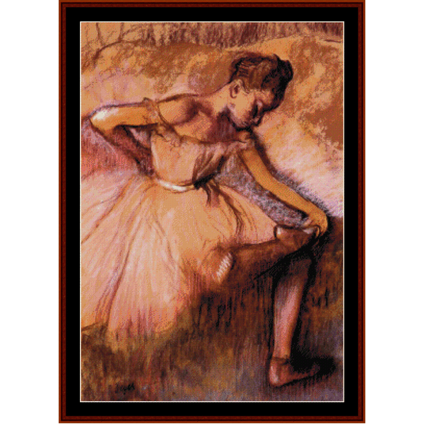 Pink Dancer - Edgar Degas pdf cross stitch pattern