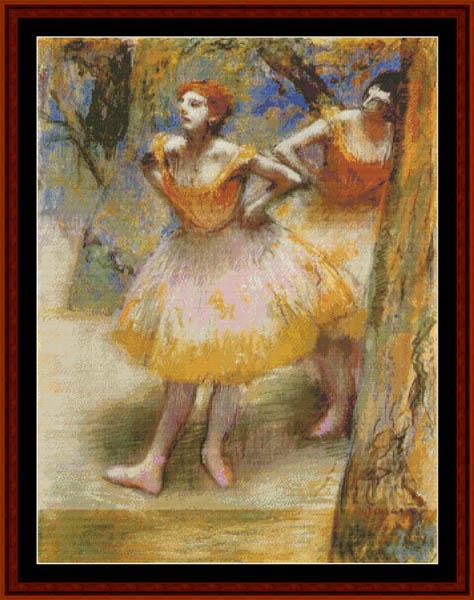 Orange Ballet Dresses - Edgar Degas pdf cross stitch pattern