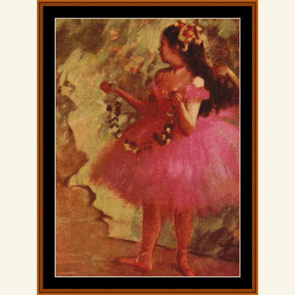 Dancer in Pink Dress - Edgar Degas pdf cross stitch pattern