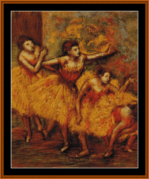 Four Dancers Waiting - Edgar Degas pdf cross stitch pattern