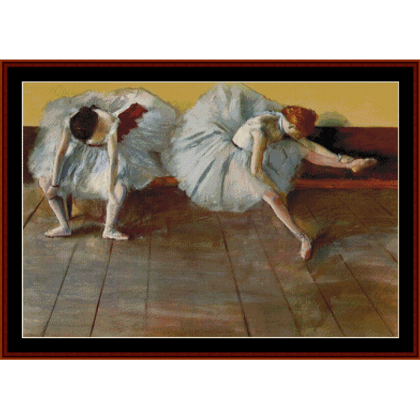 Two Ballet Dancers at Rest - Edgar Degas pdf cross stitch pattern