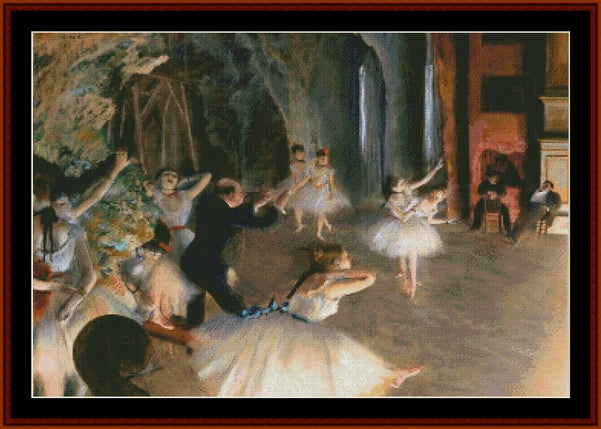 Ballet Rehearsal on Stage - Edgar Degas pdf cross stitch pattern