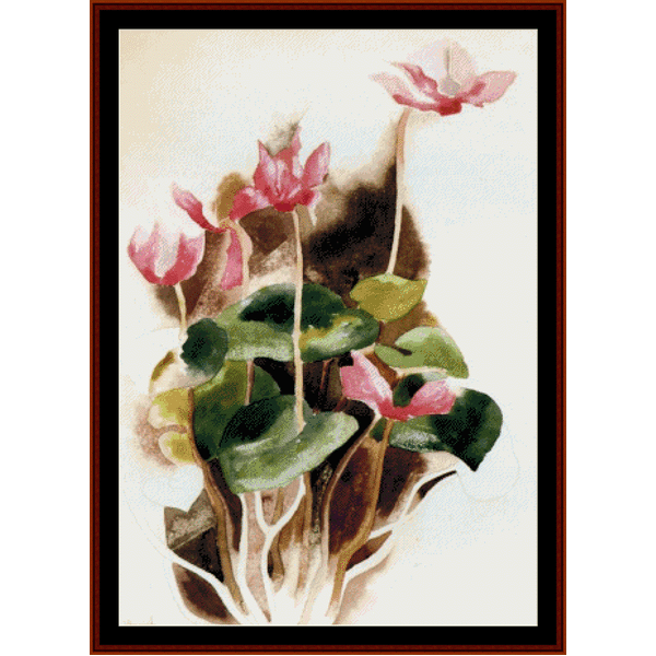 Pink Cyclamen - Charles Demuth pdf cross stitch pattern