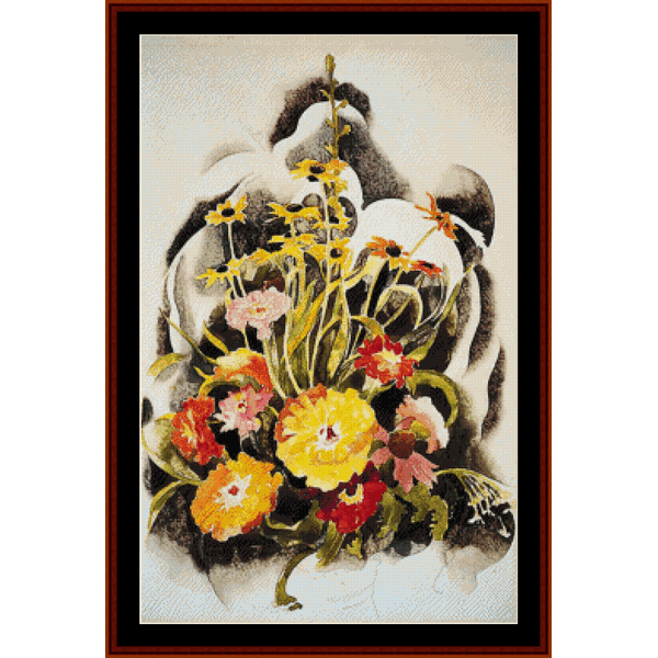 Zinnias & Black-Eyed Susans - Charles Demuth pdf cross stitch pattern