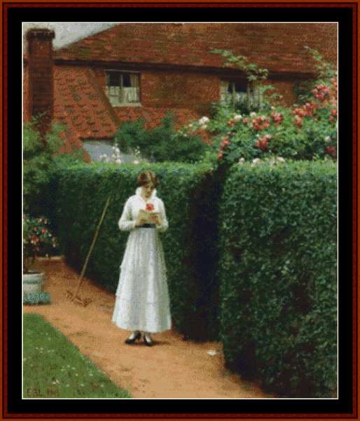 By the Garden - Frederick Leighton pdf cross stitch pattern