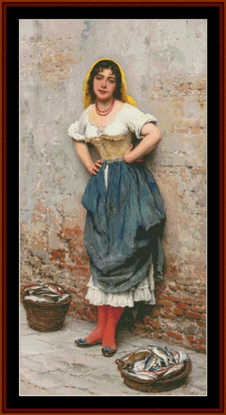 A Young Fish Wife - Eugene de Blass pdf cross stitch pattern