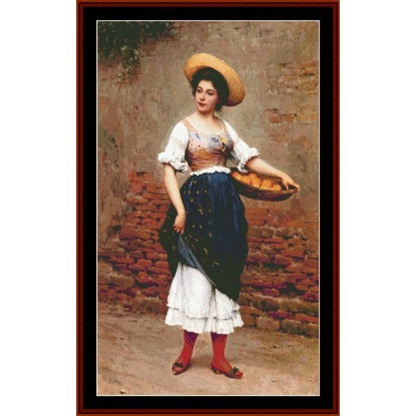Woman with Oranges - Eugene de Blass cross stitch pattern