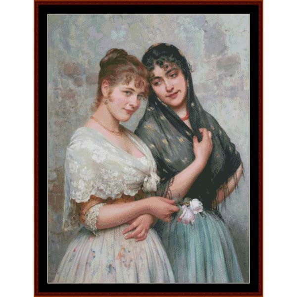 Two Venetian Women - Eugene de Blass pdf cross stitch pattern