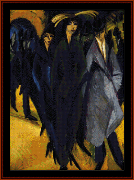 Women on the Street - E.L. Kirchner pdf cross stitch pattern