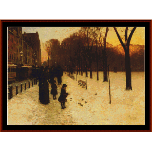 Boston Common at Twilight - Childe-Hassam pdf cross stitch pattern