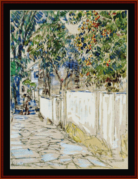 Flagstone Sidewalk - Frederic Childe-Hassam cross stitch pattern