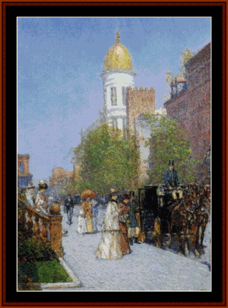 A Spring Morning - Frederick Childe-Hassam pdf cross stitch pattern