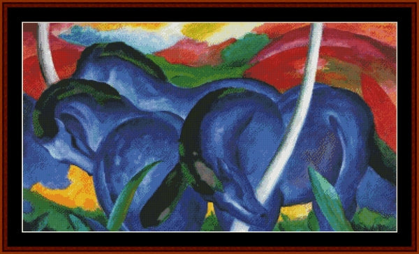 Three Blue Horses - Franz Marc pdf cross stitch pattern