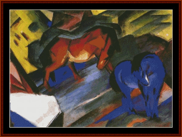 Red and Blue Horse - Franz Marc pdf cross stitch pattern