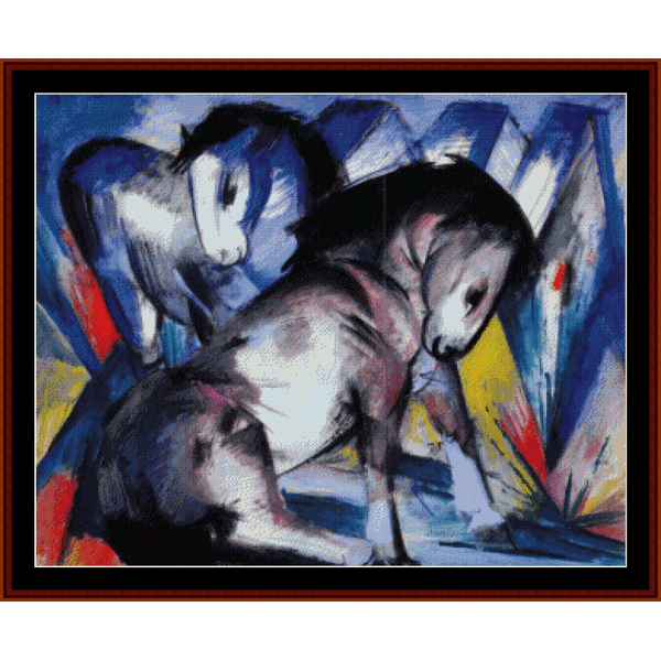 Two Horses - Franz Marc pdf cross stitch pattern