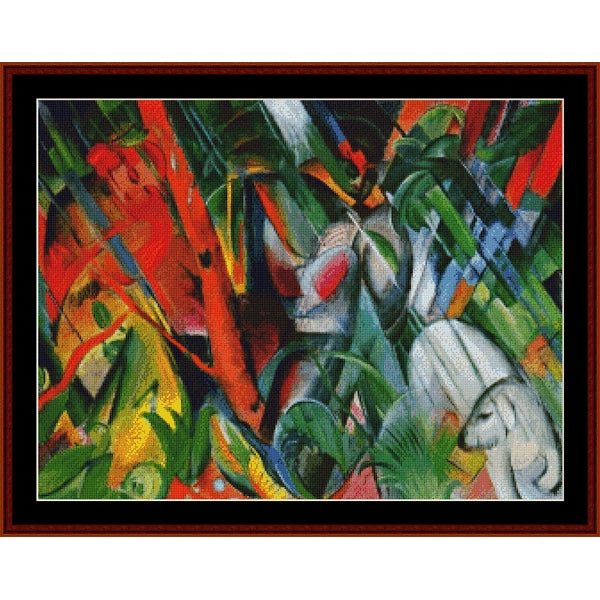 In the Rain, 1912 by Franz Marc pdf counted cross stitch pattern