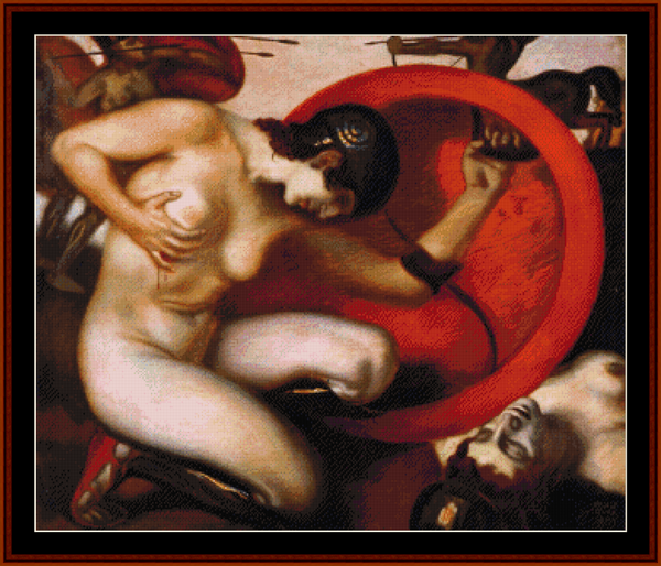 Wounded Amazon - Franz von Stuck cross stitch pattern