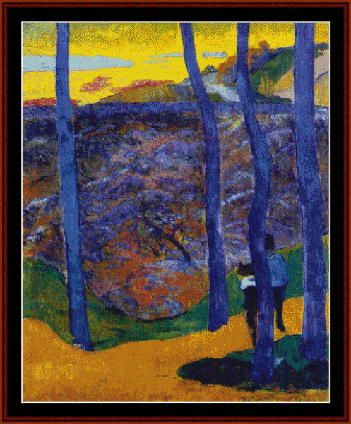 Blue Trees II - Paul Gauguin pdf cross stitch pattern
