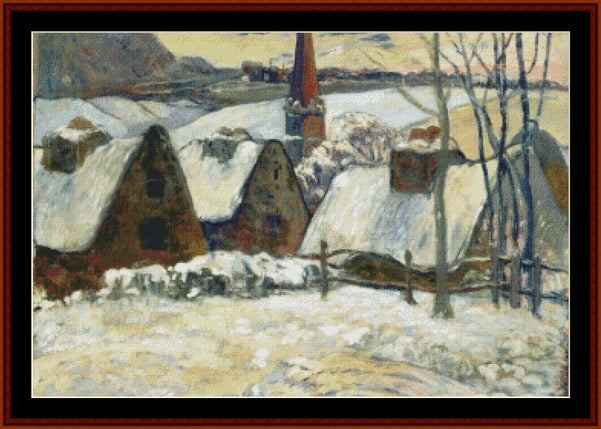 Breton Village in the Snow - Paul Gauguin pdf cross stitch pattern
