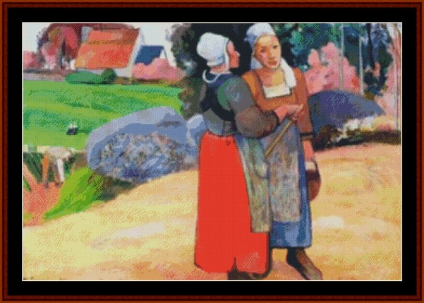 Breton Peasants - Paul Gauguin pdf cross stitch pattern