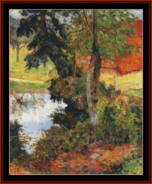 Red Roof by the Water, 1885- Paul Gauguin pdf cross stitch pattern