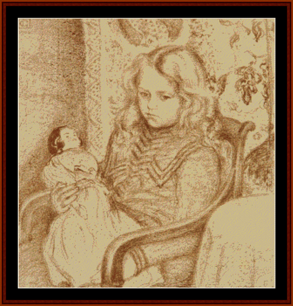 Girl with Doll - Georges Lemmen pdf cross stitch pattern