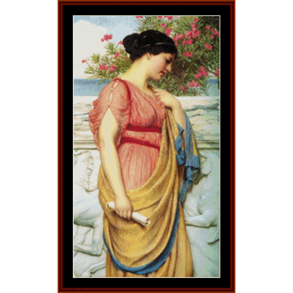 Sappho - J.W. Godward cross stitch pattern