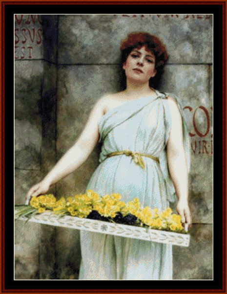 The Flower Seller - J.W. Godward cross stitch pattern