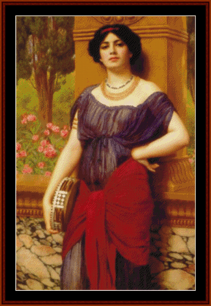 The Tambourine Player - J.W. Godward pdf cross stitch pattern