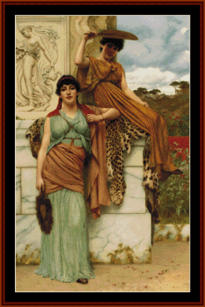 Waiting for the Procession - J.W. Godward cross stitch pattern