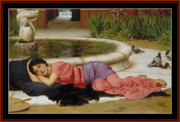 A Cool Retreat - J.W. Godward pdf cross stitch pattern