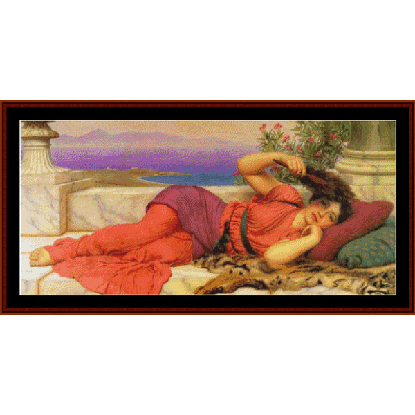 Noon Day Rest, 1910 - J.W. Godward cross stitch pattern