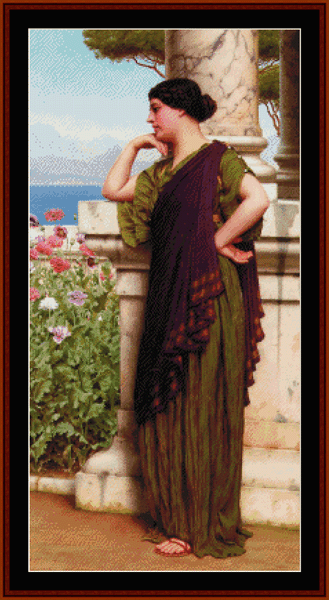 Tender Thoughts - J.W. Godward pdf cross stitch pattern