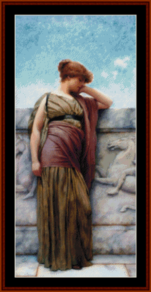 Leaning on Balcony - J.W. Godward cross stitch pattern