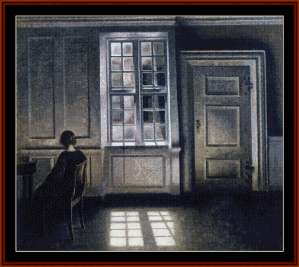 Interior, 1909 - Vilhelm Hammershoi pdf cross stitch pattern
