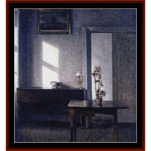 Interior with Potted Plant - Vilhelm Hammershoi pdf cross stitch pattern