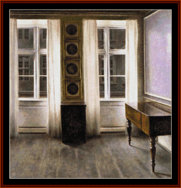 Drawing Room - Vilhelm Hammershoi pdf cross stitch pattern