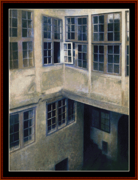 Interior of Courtyard - V. Hammershoi cross stitch pattern