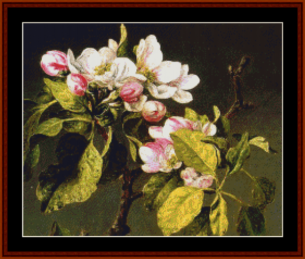 Apple Blossoms - Martin Johnson Heade pdf cross stitch pattern