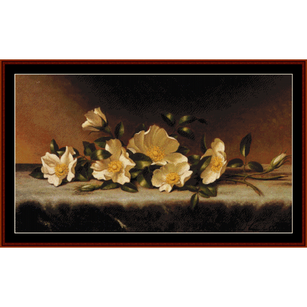 Cherokee Roses on Gray Cloth - M.J. Heade cross stitch pattern