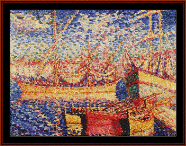 Boats in the Port of St. Tropez - H.E. Cross pdf cross stitch pattern
