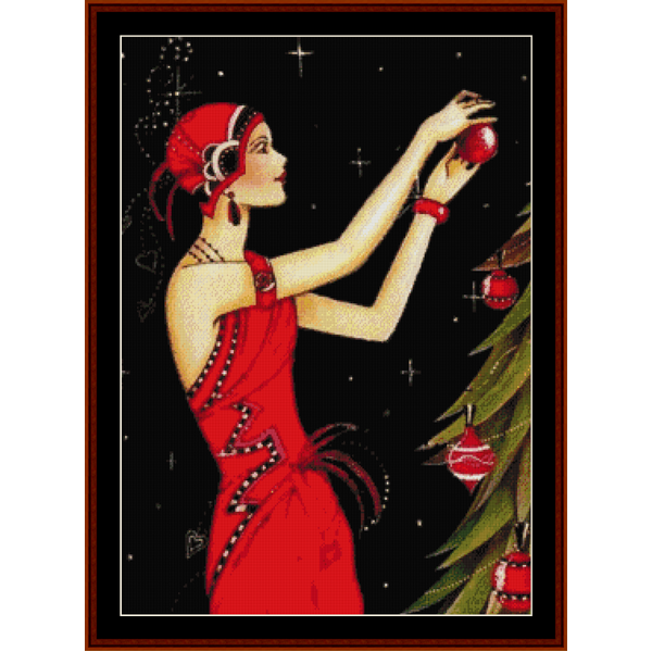 Decorating the Tree cross stitch pattern