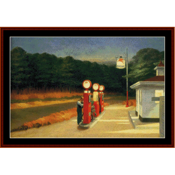 Gas - Edward Hopper pdf cross stitch pattern