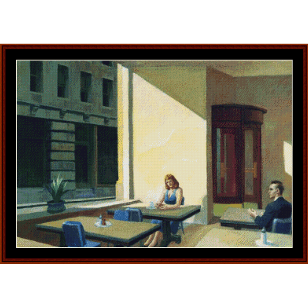 Sunlight in Cafeteria - Edward Hopper pdf cross stitch pattern