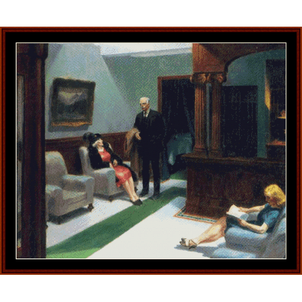 Hotel Lobby - Edward Hopper cross stitch pattern